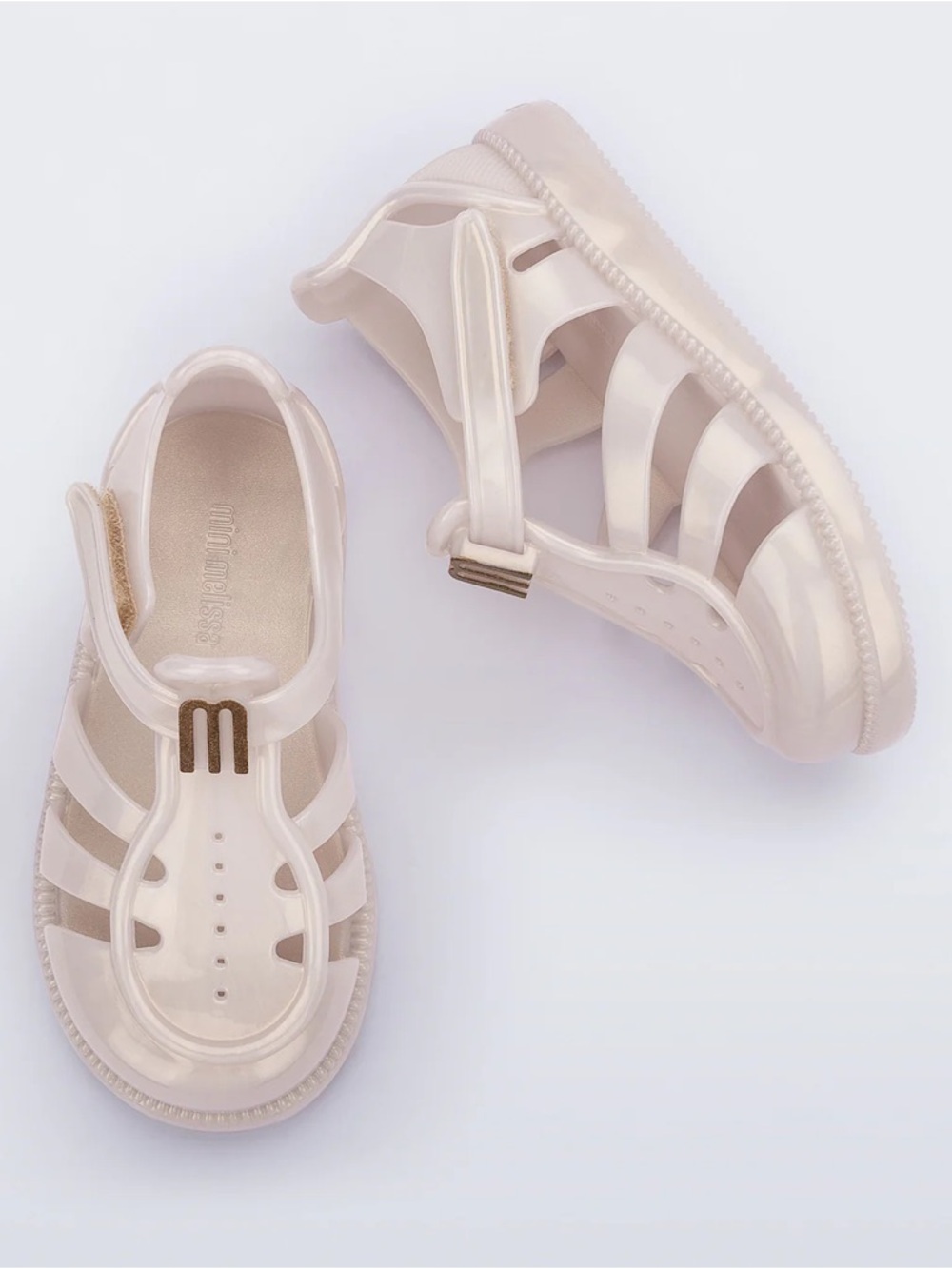 Mini Melissa Girls’ Metallic Beige Hip DayDream Jelly Sandal—11T